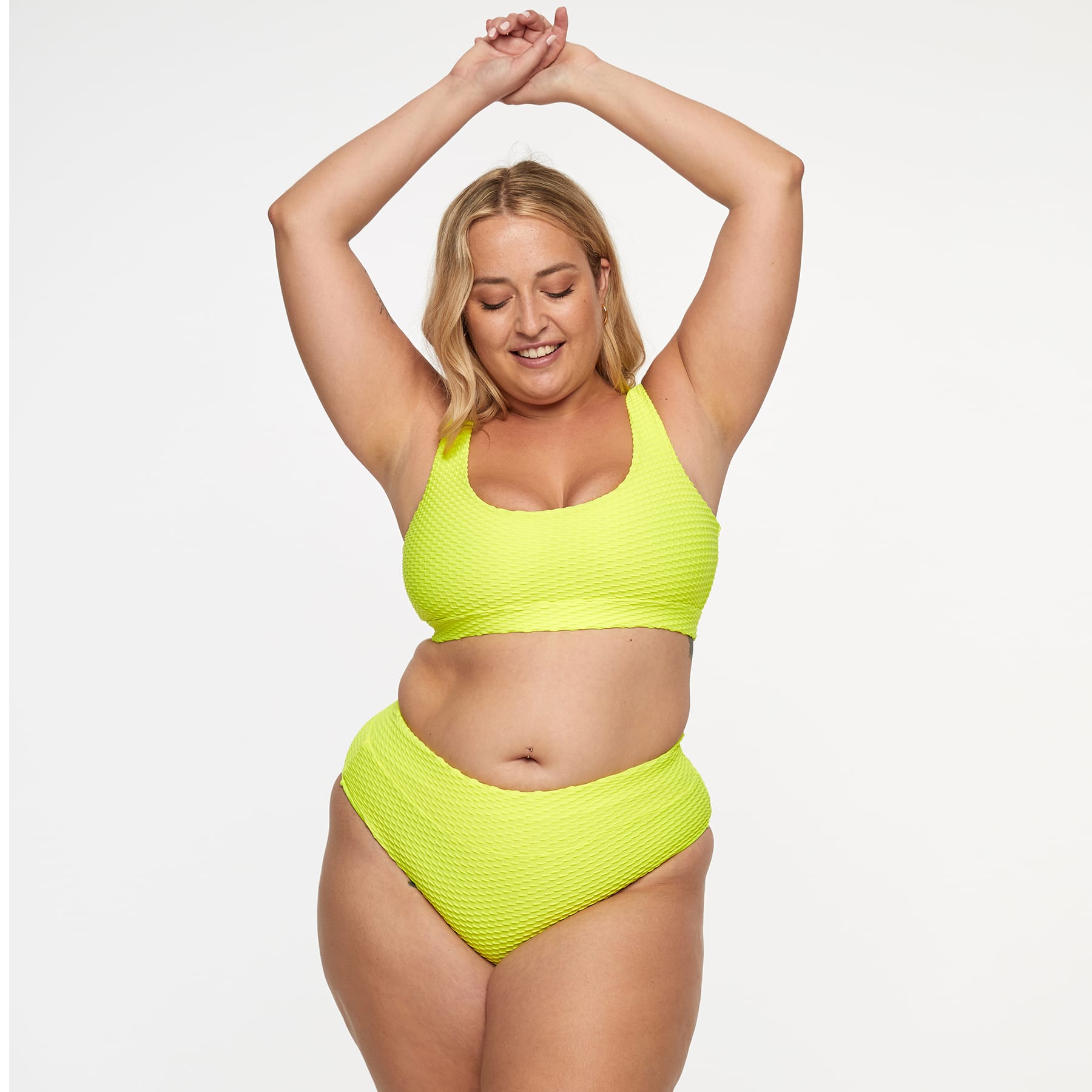 Ginger Bikini Bottom FINAL SALE - Fluro Yellow Waffle