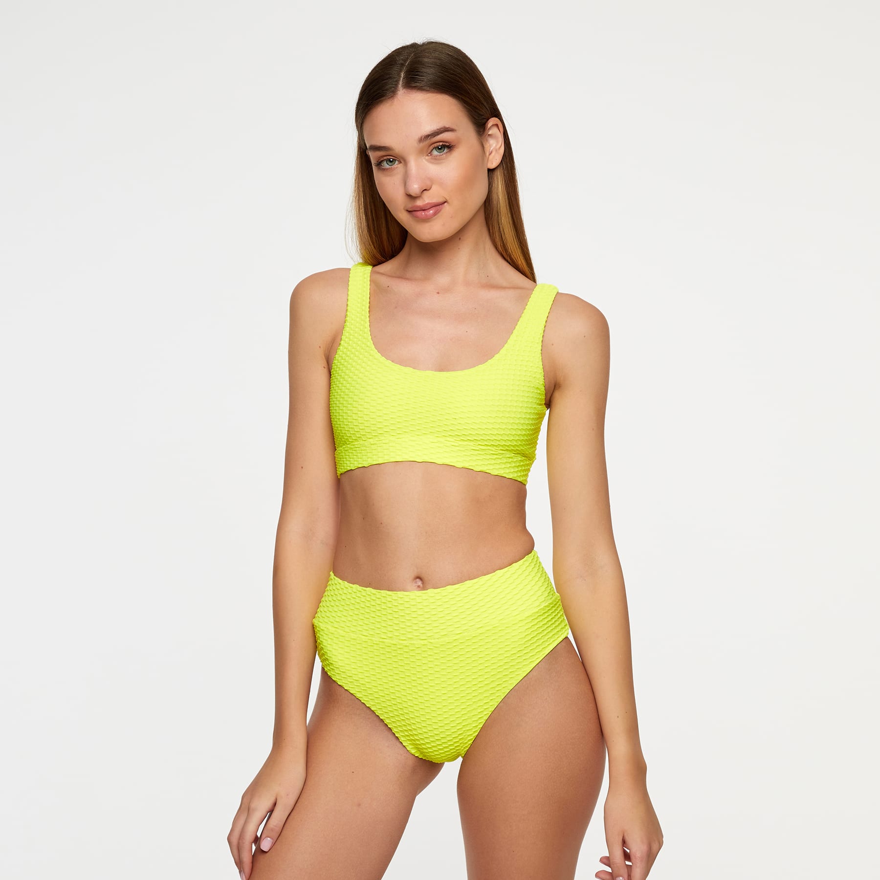 Ginger Bikini Bottom FINAL SALE - Fluro Yellow Waffle