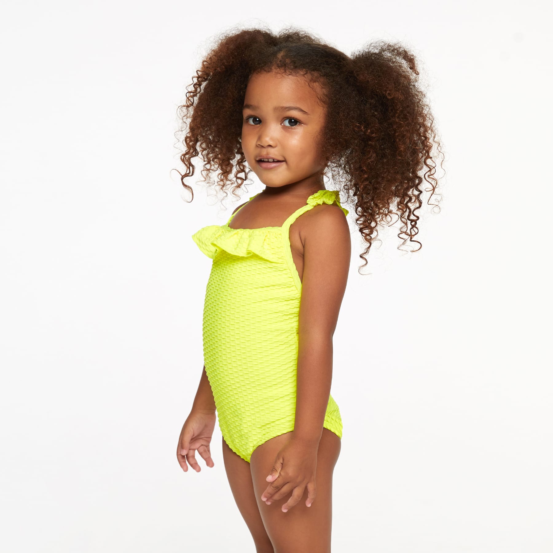 Mini Candice One Piece Final Sale - Fluro Yellow Waffle