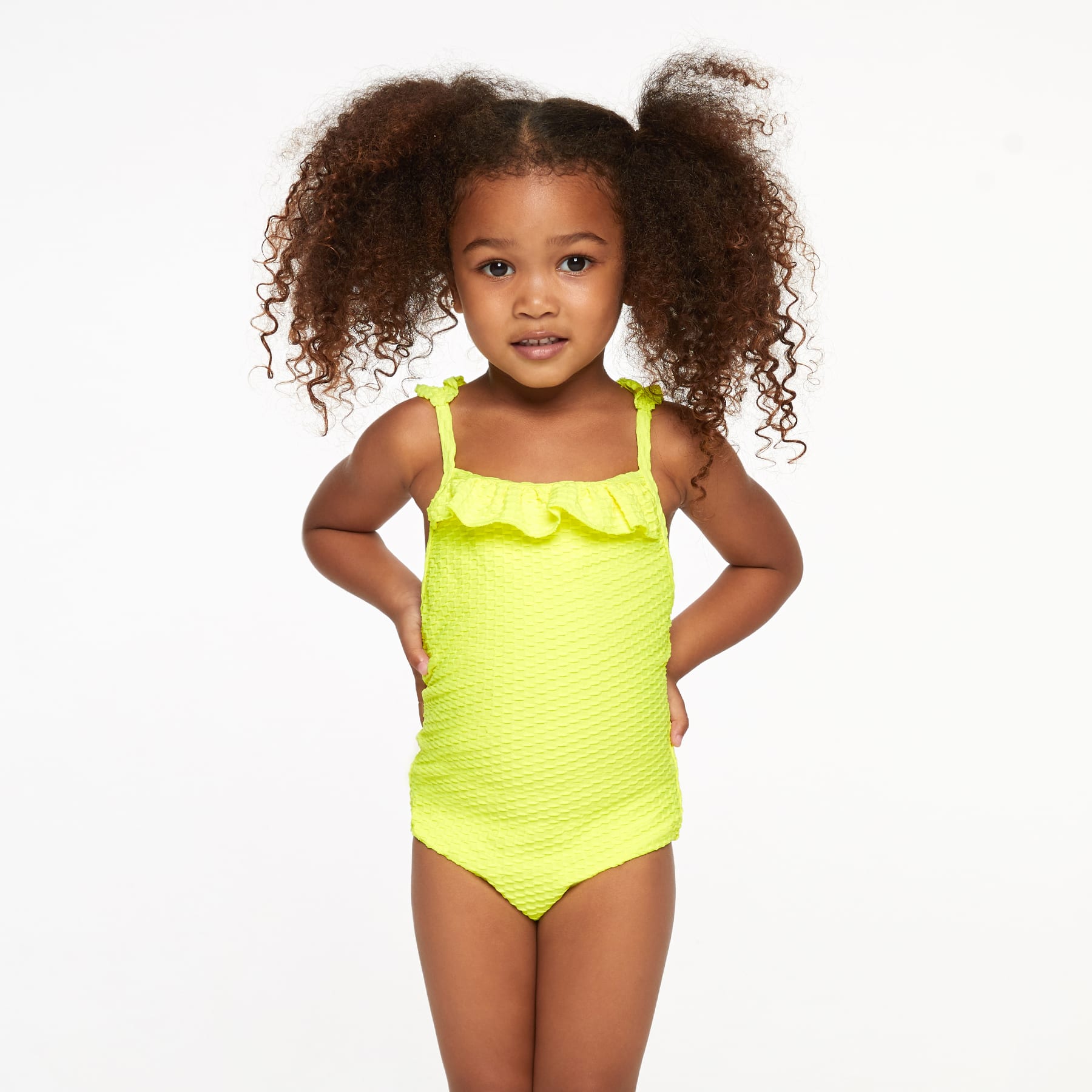 Mini Candice One Piece Final Sale - Fluro Yellow Waffle