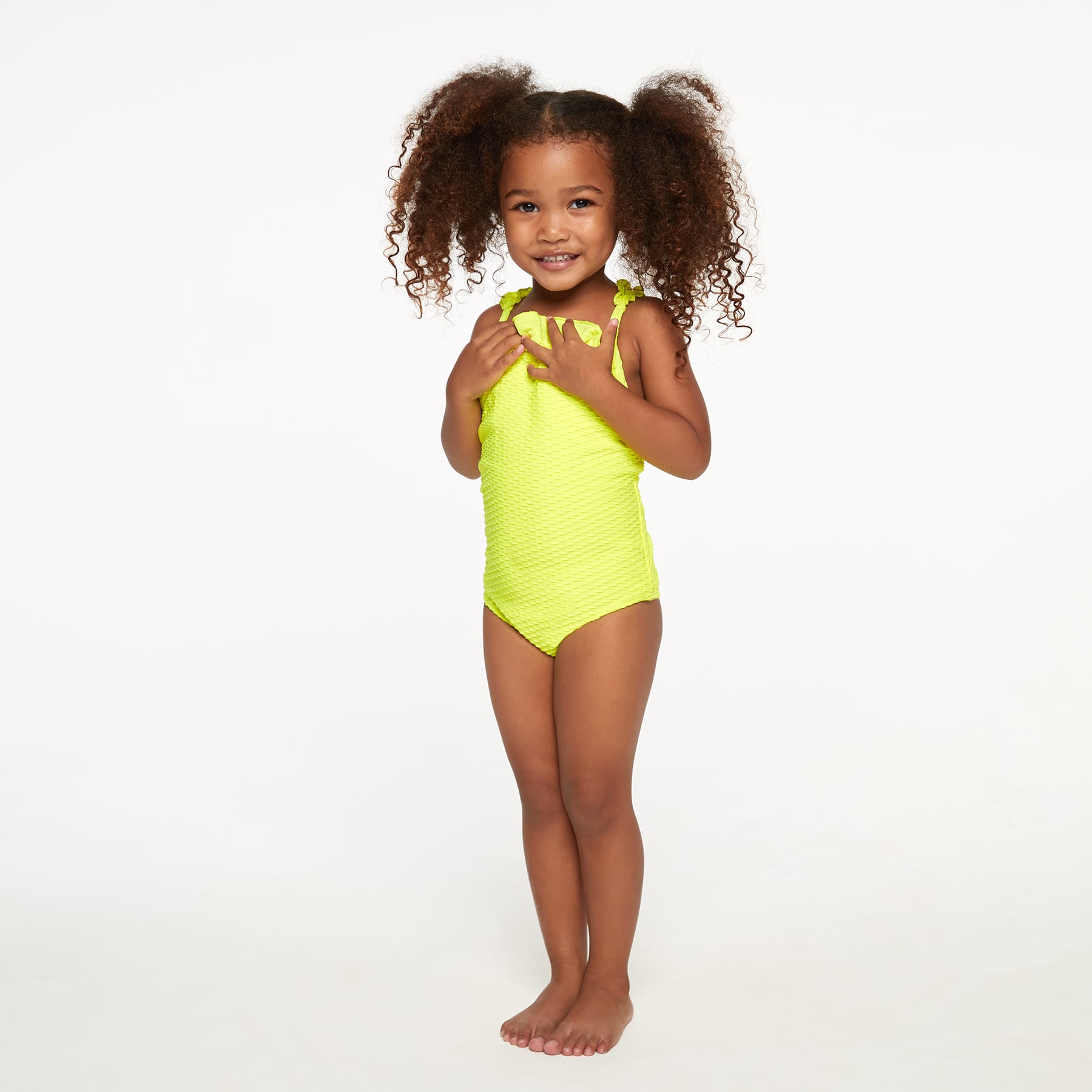 Mini Candice One Piece Final Sale - Fluro Yellow Waffle