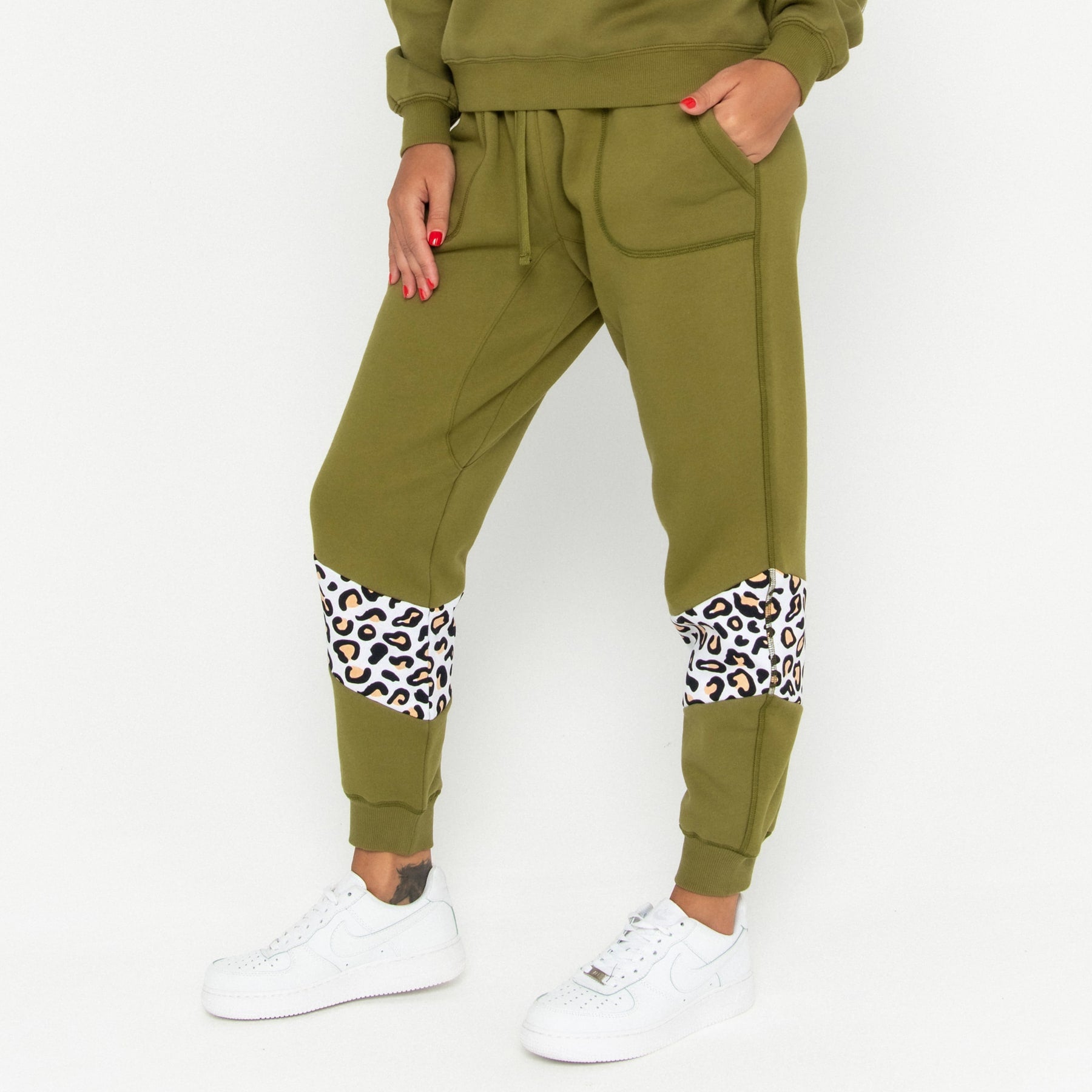 Track Pant Spliced Final Sale - Olive Martini