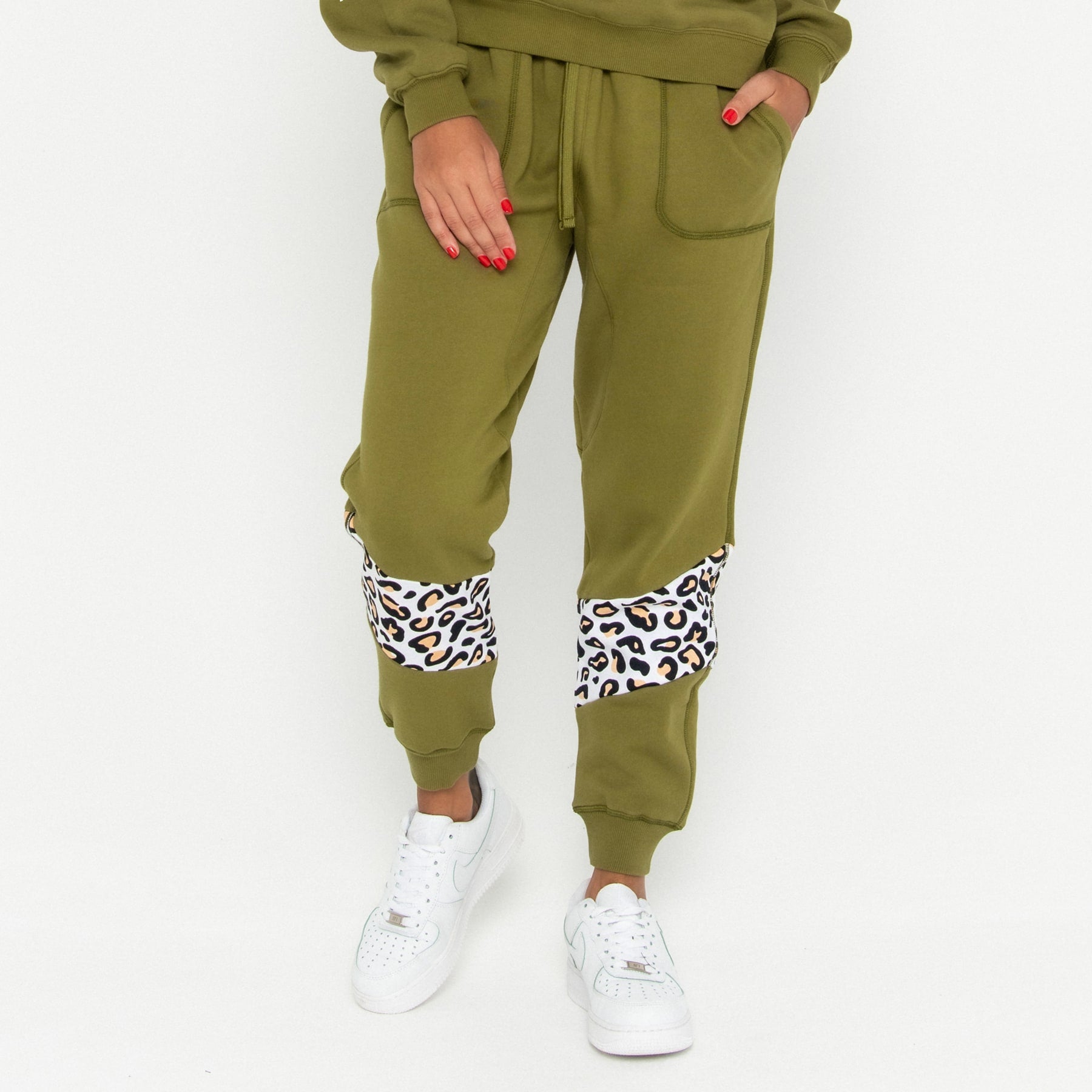 Track Pant Spliced Final Sale - Olive Martini