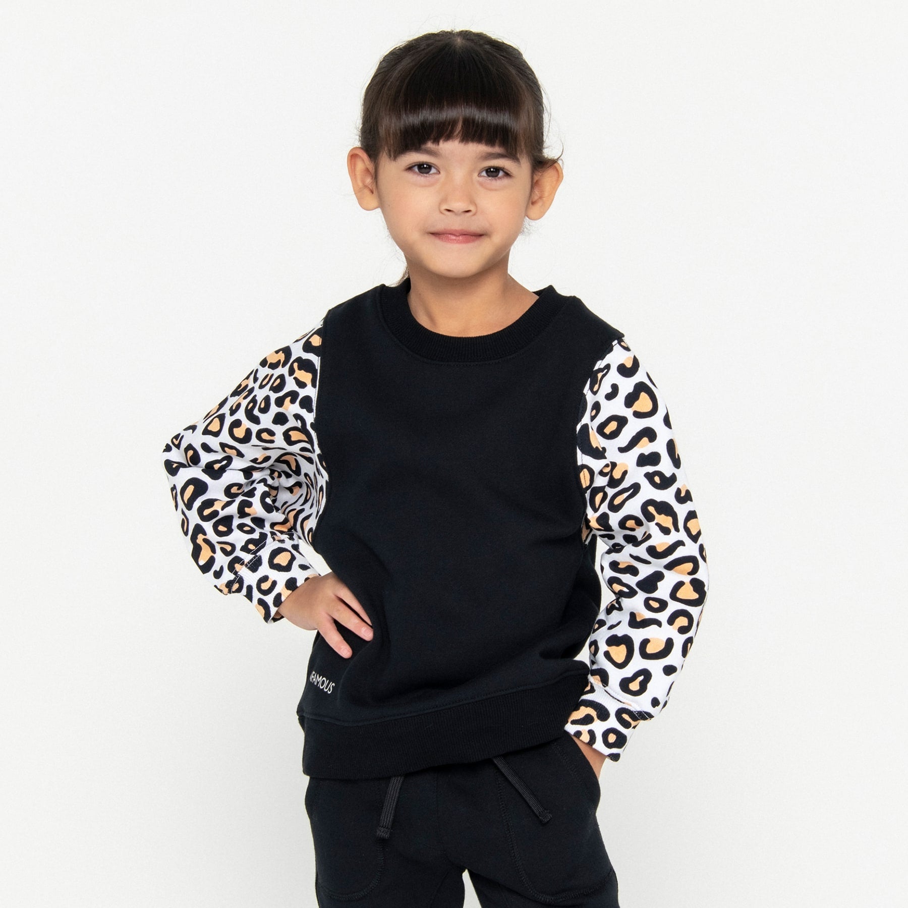 Mini Squared Up Sweatshirt Final Sale - Black & Leopard