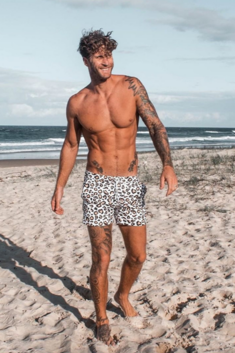 Leopard print shop swimming trunks