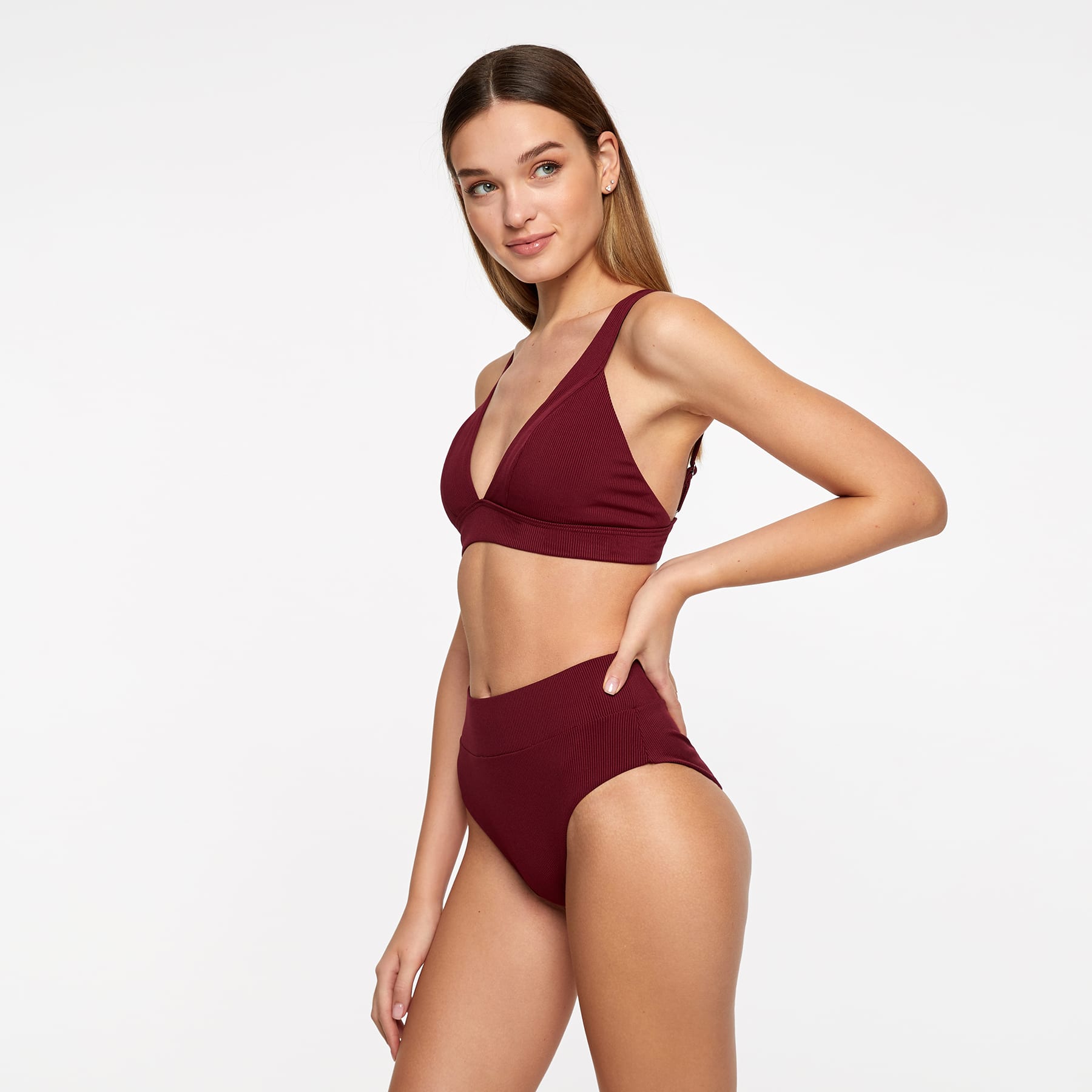 Lola Triangle Top FINAL SALE - Red Wine Ribbed