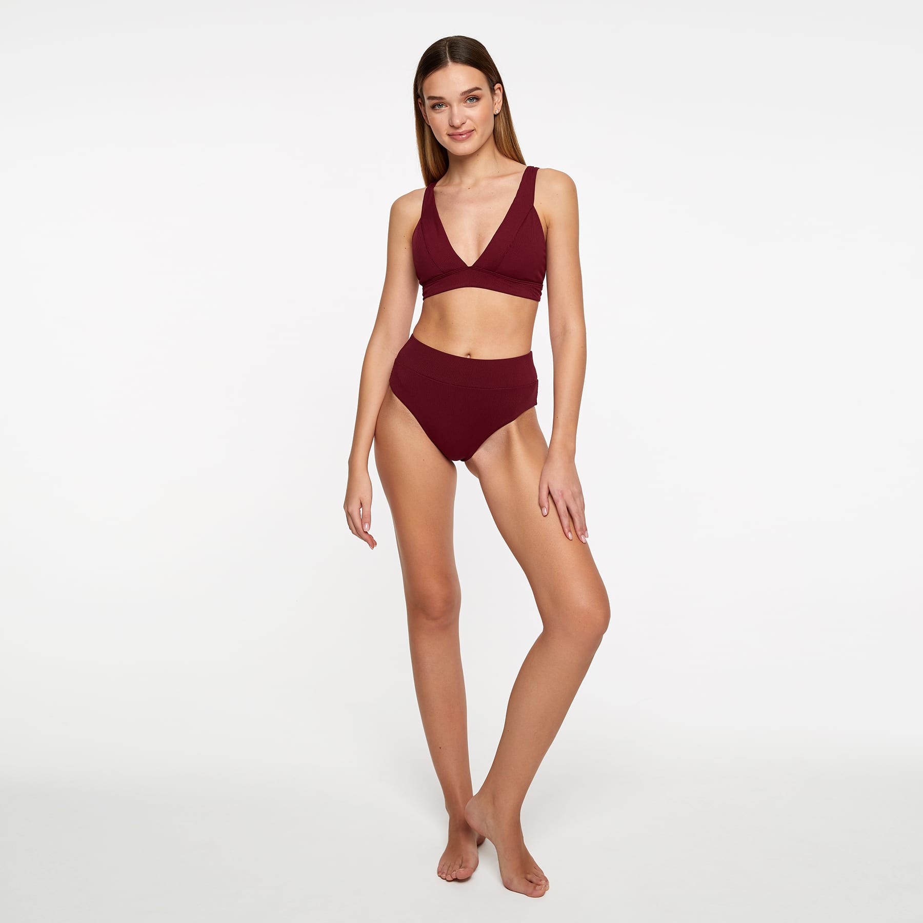 Lola Triangle Top FINAL SALE - Red Wine Ribbed