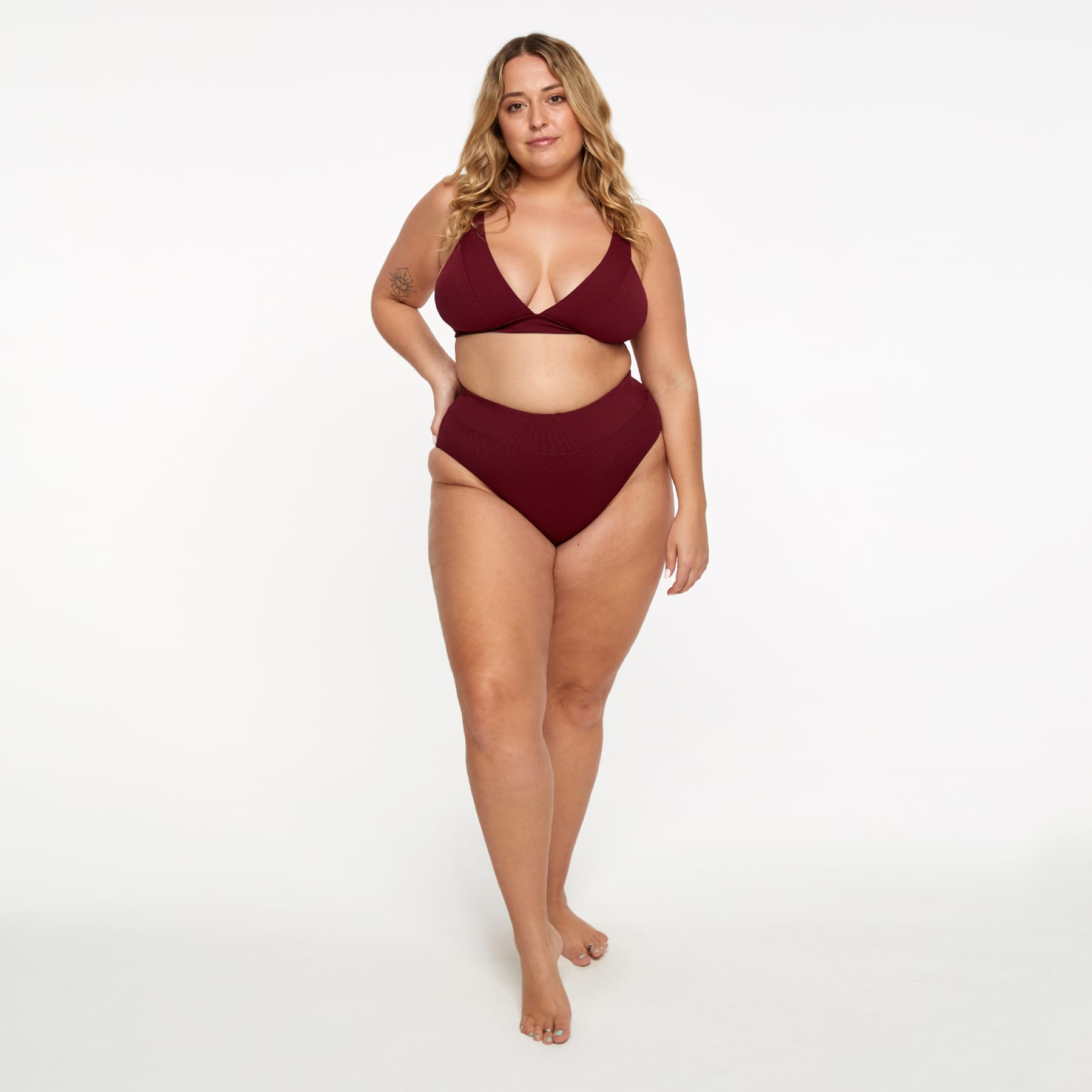 Lola Triangle Top FINAL SALE - Red Wine Ribbed