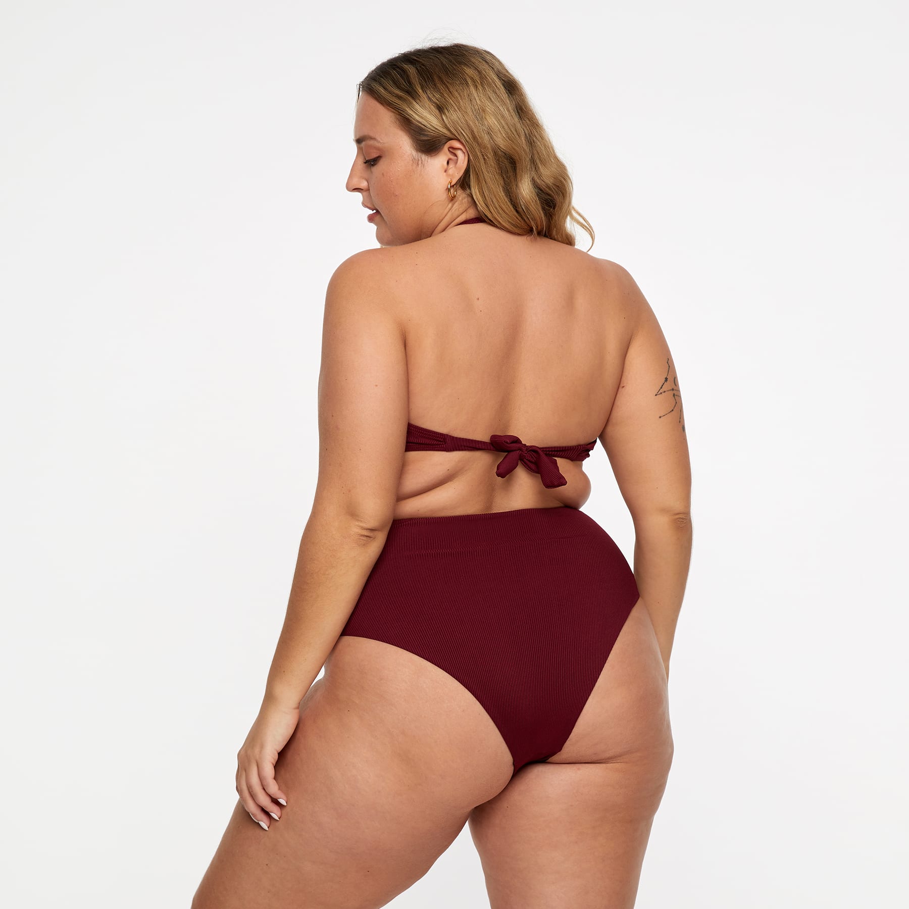 Scarlett Bandeau Top Final Sale - Red Wine Ribbed