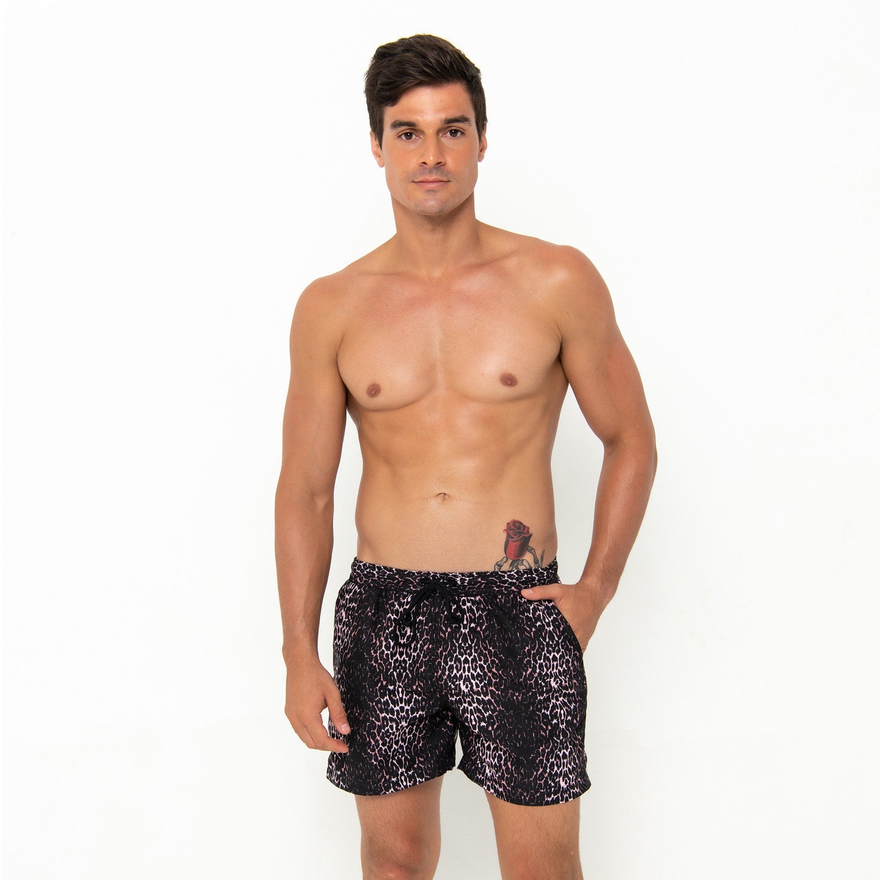 RF Mesh Leopard Shorts - Black